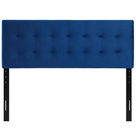 Emily Biscuit Tufted Performance Velvet Queen Headboard in Navy