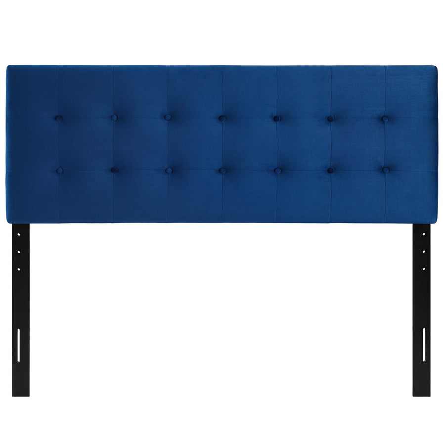 Vale Biscuit Tufted Performance Velvet Queen Headboard in Navy