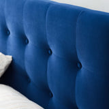Vale Biscuit Tufted Performance Velvet Queen Headboard in Navy