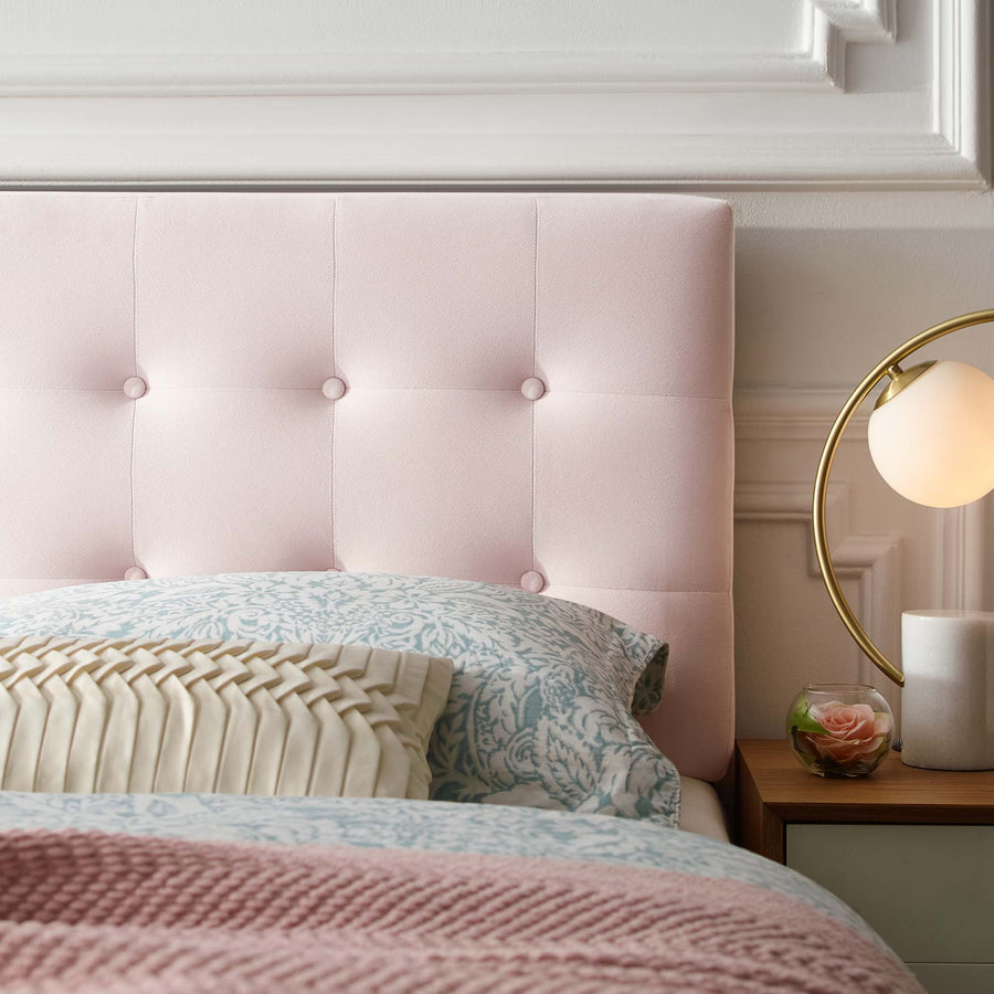 Vale Biscuit Tufted Performance Velvet Queen Headboard in Pink