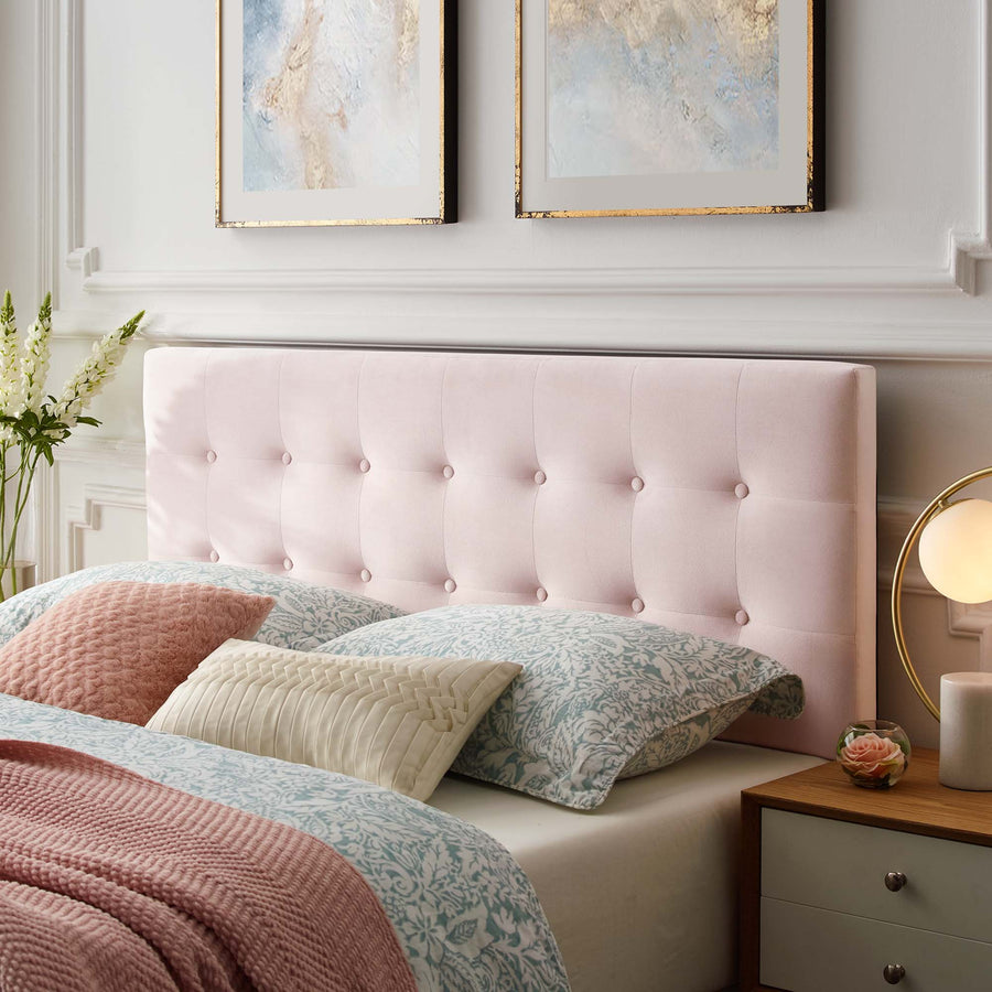 Vale Biscuit Tufted Performance Velvet Queen Headboard in Pink