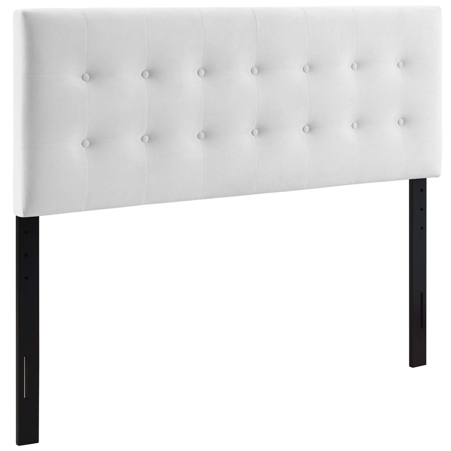 Vale Biscuit Tufted Performance Velvet Queen Headboard in White