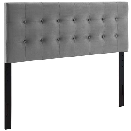 Emily Biscuit Tufted Performance Velvet King Headboard in Gray