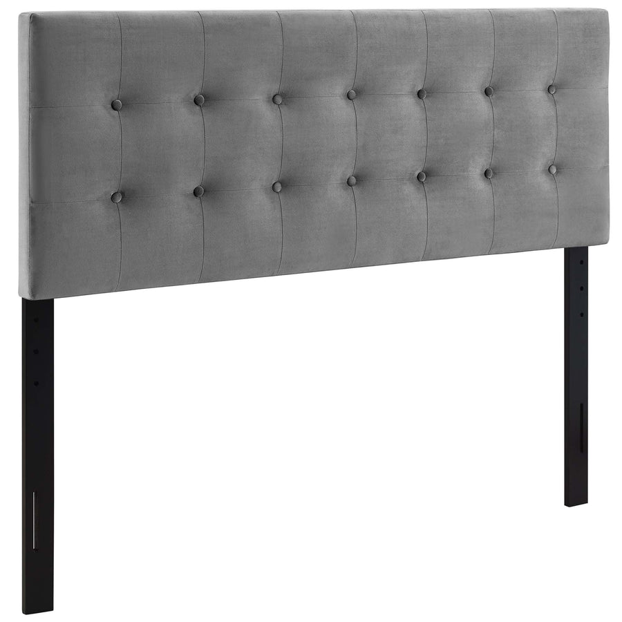Vale Biscuit Tufted Performance Velvet King Headboard in Gray
