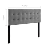 Vale Biscuit Tufted Performance Velvet King Headboard in Gray