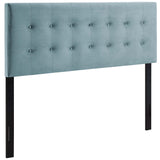 Vale Biscuit Tufted Performance Velvet King Headboard in Light Blue