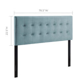 Vale Biscuit Tufted Performance Velvet King Headboard in Light Blue