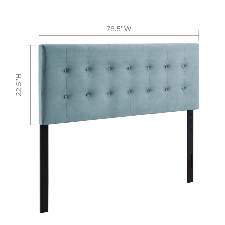 Vale Biscuit Tufted Performance Velvet King Headboard in Light Blue