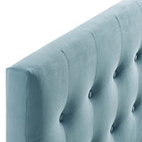 Vale Biscuit Tufted Performance Velvet King Headboard in Light Blue
