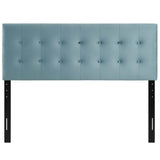 Vale Biscuit Tufted Performance Velvet King Headboard in Light Blue