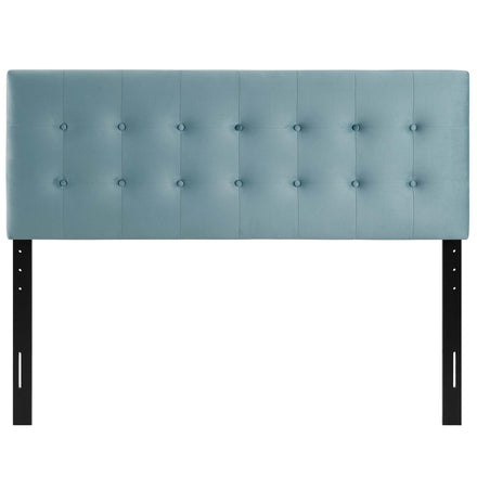 Emily Biscuit Tufted Performance Velvet King Headboard in Light Blue