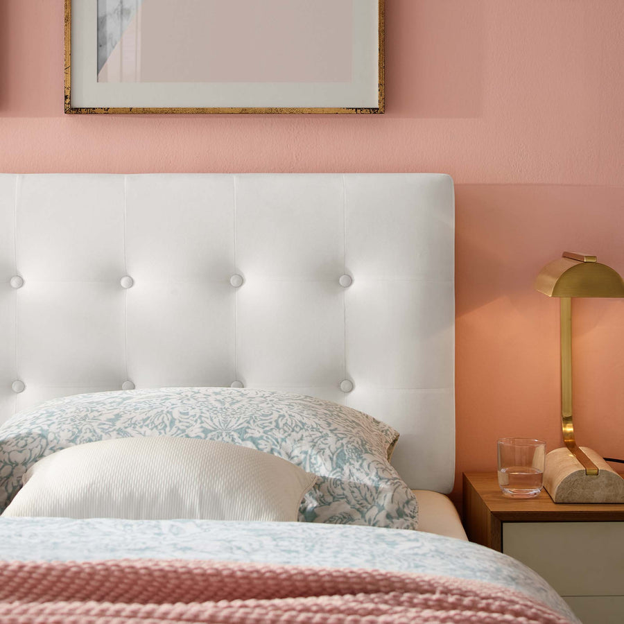 Vale Biscuit Tufted Performance Velvet King Headboard in White