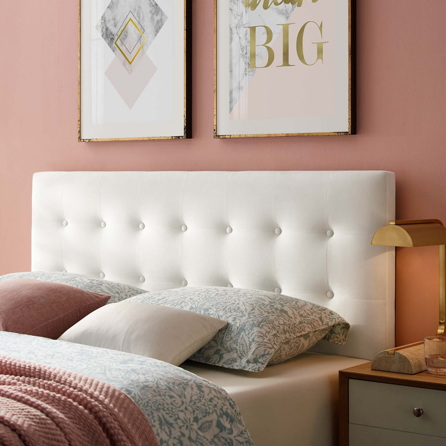 Vale Biscuit Tufted Performance Velvet King Headboard in White