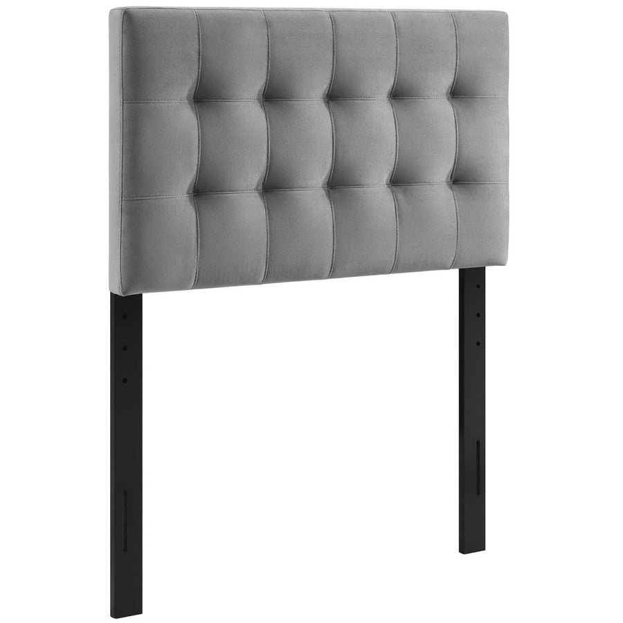 Cleo Biscuit Tufted Performance Velvet Twin Headboard in Gray
