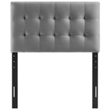 Cleo Biscuit Tufted Performance Velvet Twin Headboard in Gray