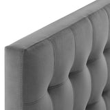 Cleo Biscuit Tufted Performance Velvet Twin Headboard in Gray