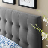 Cleo Biscuit Tufted Performance Velvet Twin Headboard in Gray