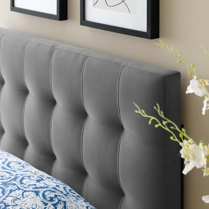 Lily Biscuit Tufted Performance Velvet Twin Headboard by Furniture For America