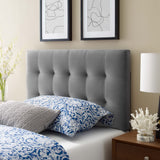 Cleo Biscuit Tufted Performance Velvet Twin Headboard in Gray
