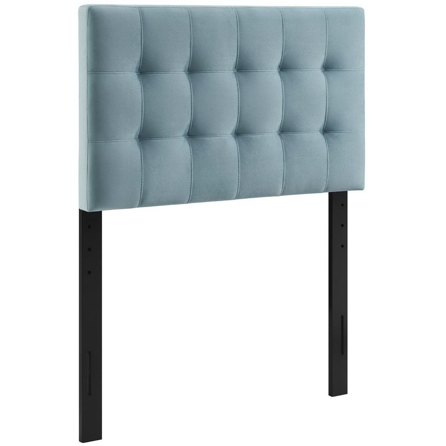 Cleo Biscuit Tufted Performance Velvet Twin Headboard in Light Blue