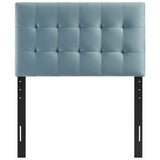 Cleo Biscuit Tufted Performance Velvet Twin Headboard in Light Blue