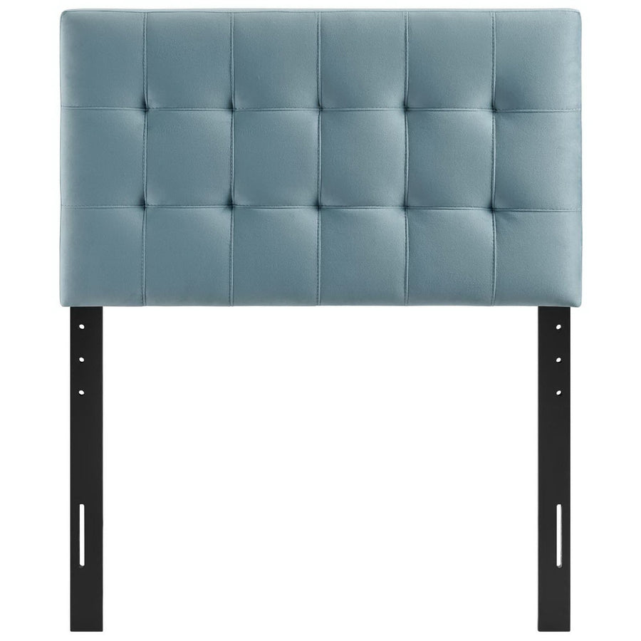 Cleo Biscuit Tufted Performance Velvet Twin Headboard in Light Blue