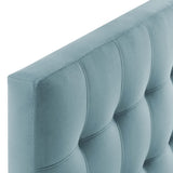 Cleo Biscuit Tufted Performance Velvet Twin Headboard in Light Blue
