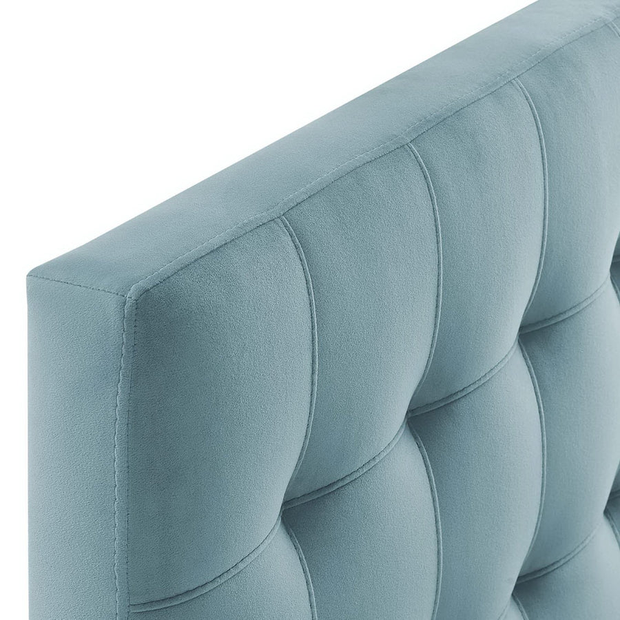 Cleo Biscuit Tufted Performance Velvet Twin Headboard in Light Blue