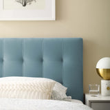 Cleo Biscuit Tufted Performance Velvet Twin Headboard in Light Blue