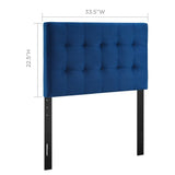 Cleo Biscuit Tufted Performance Velvet Twin Headboard in Navy