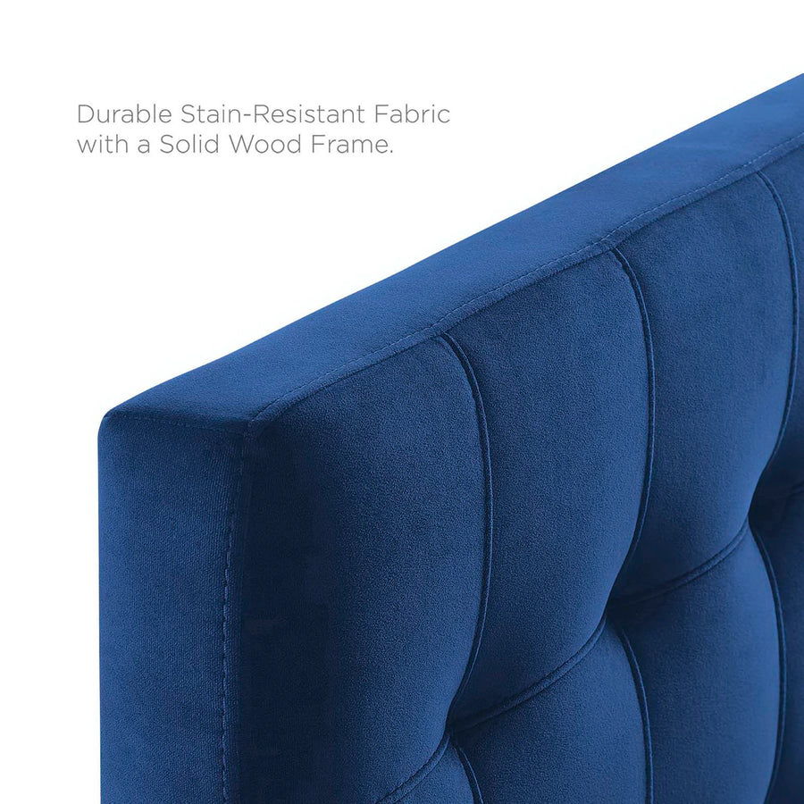 Cleo Biscuit Tufted Performance Velvet Twin Headboard in Navy