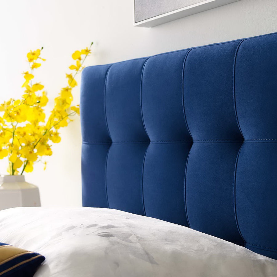 Cleo Biscuit Tufted Performance Velvet Twin Headboard in Navy