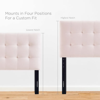 Lily Biscuit Tufted Performance Velvet Twin Headboard by Furniture For America
