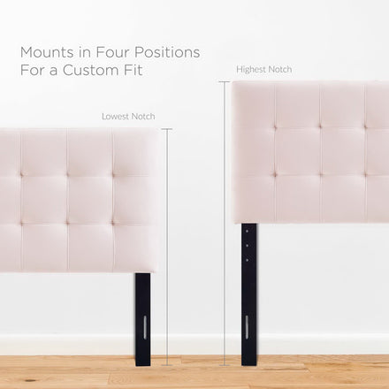 Lily Biscuit Tufted Performance Velvet Twin Headboard in Pink