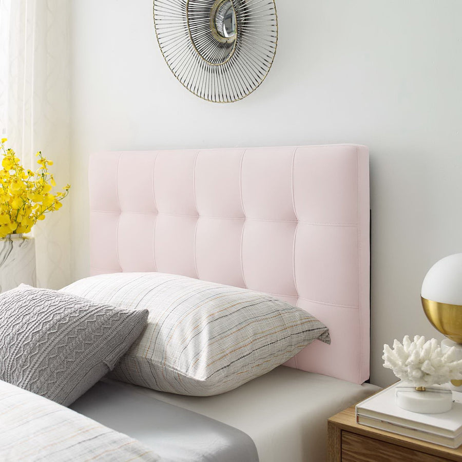 Cleo Biscuit Tufted Performance Velvet Twin Headboard in Pink
