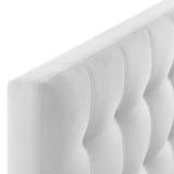 Cleo Biscuit Tufted Performance Velvet Twin Headboard in White