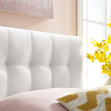 Cleo Biscuit Tufted Performance Velvet Twin Headboard in White