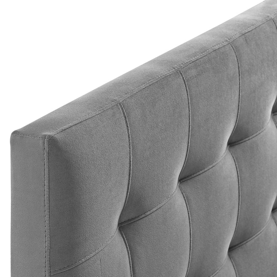 Cleo Biscuit Tufted Performance Velvet Full Headboard in Gray