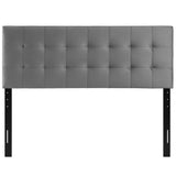 Cleo Biscuit Tufted Performance Velvet Full Headboard in Gray