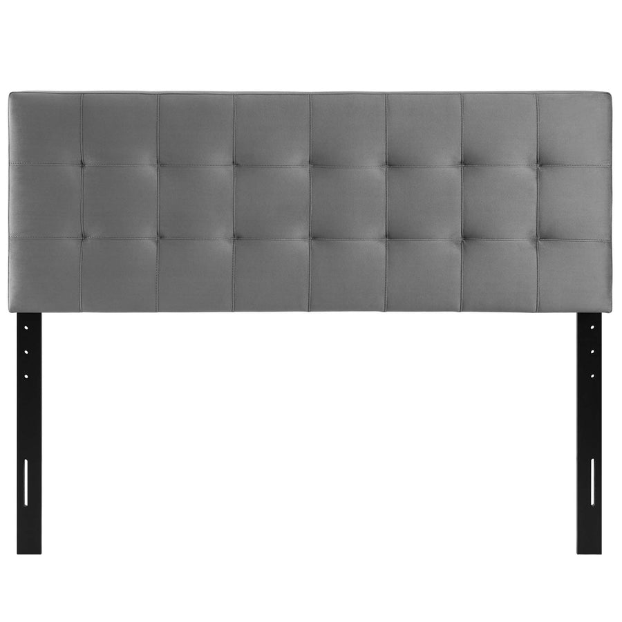 Cleo Biscuit Tufted Performance Velvet Full Headboard in Gray