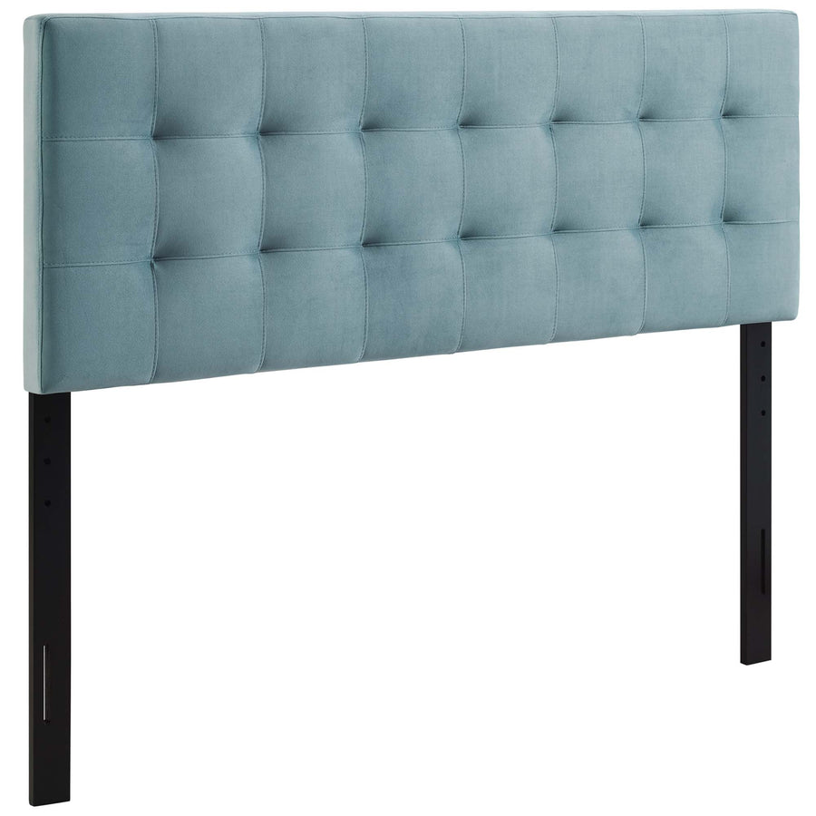 Cleo Biscuit Tufted Performance Velvet Full Headboard in Light Blue