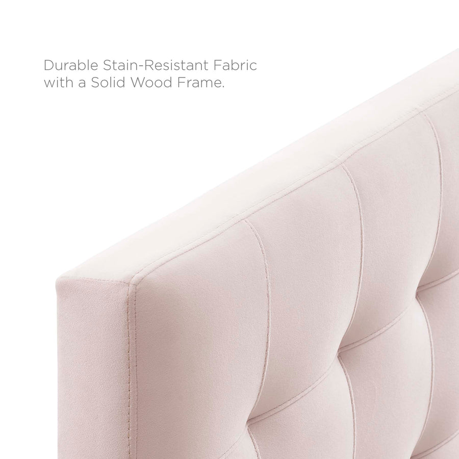 Cleo Biscuit Tufted Performance Velvet Full Headboard in Pink
