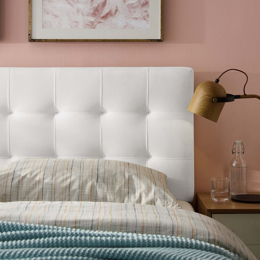 Cleo Biscuit Tufted Performance Velvet Full Headboard in White