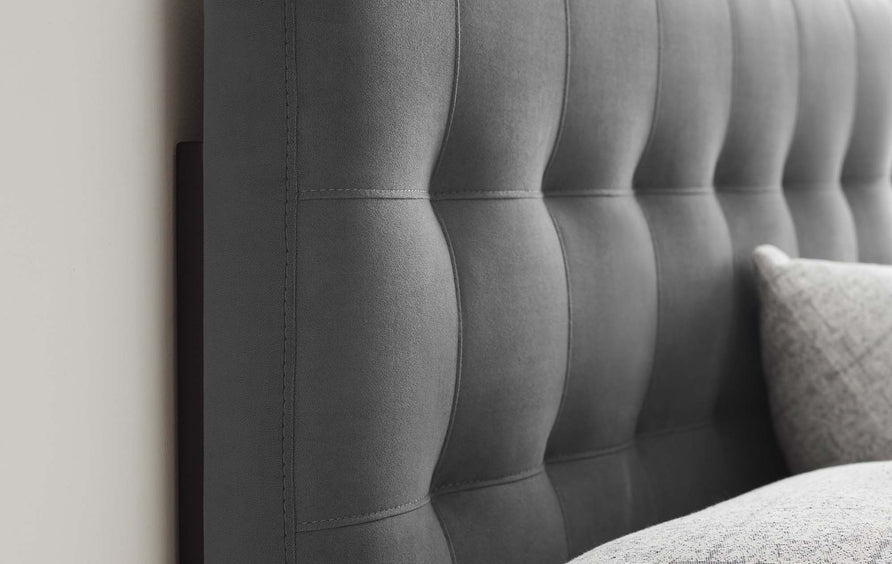 Cleo Biscuit Tufted Performance Velvet Queen Headboard in Gray