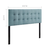 Cleo Biscuit Tufted Performance Velvet Queen Headboard in Light Blue