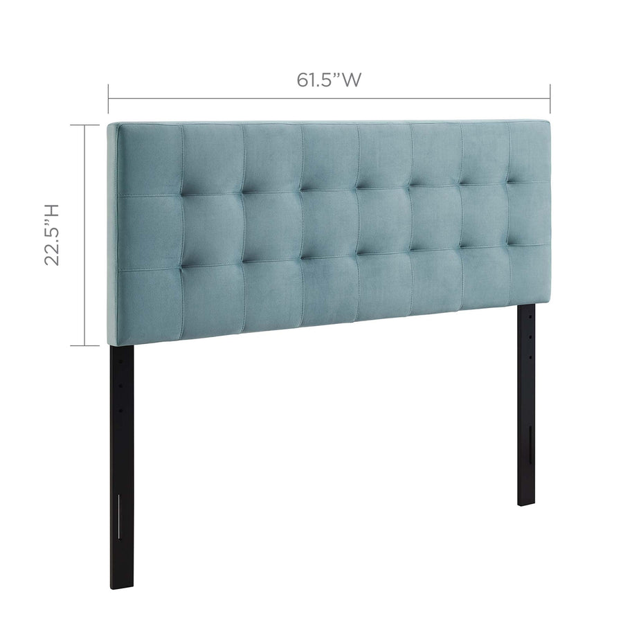 Cleo Biscuit Tufted Performance Velvet Queen Headboard in Light Blue
