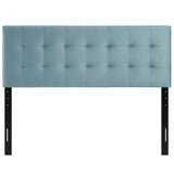 Cleo Biscuit Tufted Performance Velvet Queen Headboard in Light Blue