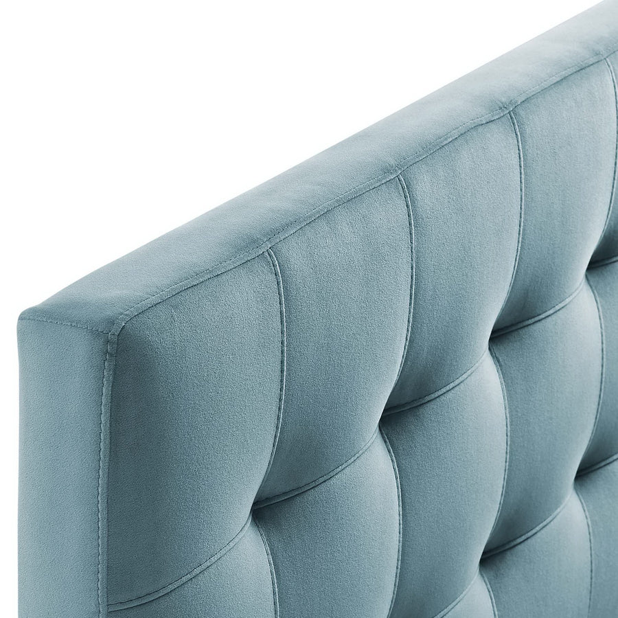 Cleo Biscuit Tufted Performance Velvet Queen Headboard in Light Blue