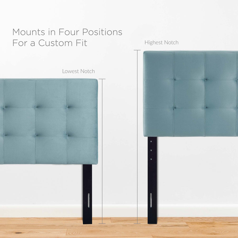 Cleo Biscuit Tufted Performance Velvet Queen Headboard in Light Blue
