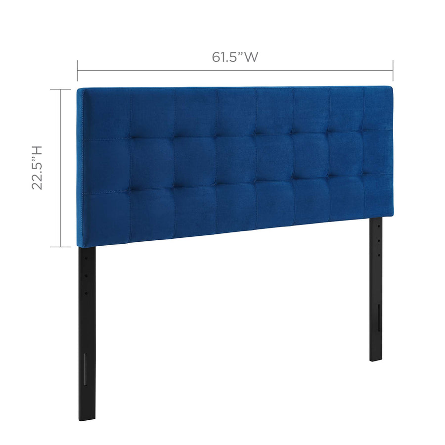 Cleo Biscuit Tufted Performance Velvet Queen Headboard in Navy